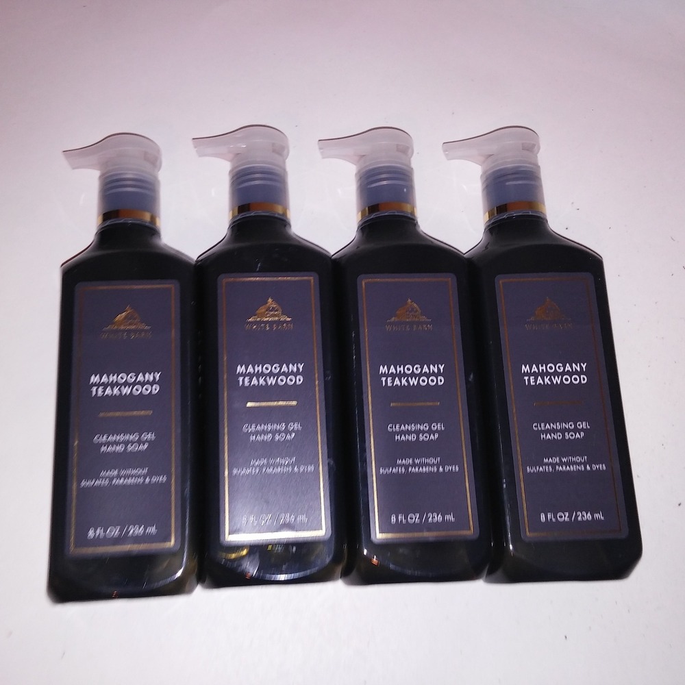 Set of 4 Bath and Body Works Cleansing Gel Hand Soap Mahogany Teakwood 8oz New
